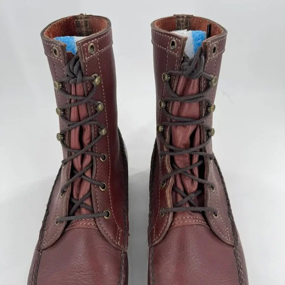 Gokey Upland Mens Handmade Brown Leather Lace Up Moc Toe Work Boots USA Sz 10 - Picture 7 of 10